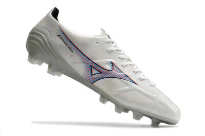 Men's Mizuno Morelia Alpha FG Firm Ground Low-Tops Football Boots - Silver/Red/Blue