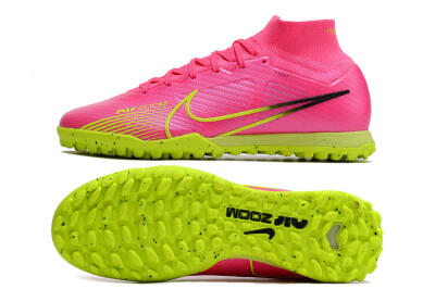 Men's Nike Air Zoom Mercurial Superfly 9 Elite TF Artificial Turf High-Tops Football Shoes - Pink/Green/Black