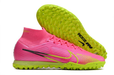 Men's Nike Air Zoom Mercurial Superfly 9 Elite TF Artificial Turf High-Tops Football Shoes - Pink/Green/Black