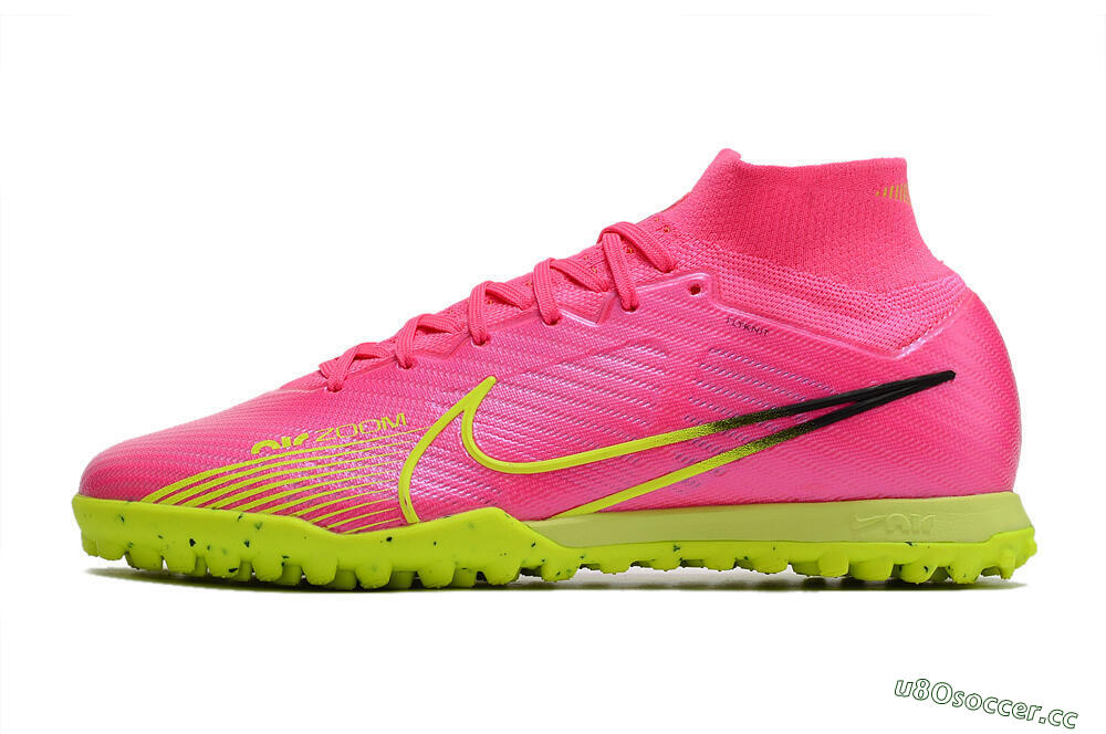 Men's Nike Air Zoom Mercurial Superfly 9 Elite TF Artificial Turf High-Tops Football Shoes - Pink/Green/Black 0