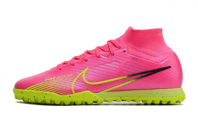 Men's Nike Air Zoom Mercurial Superfly 9 Elite TF Artificial Turf High-Tops Football Shoes - Pink/Green/Black
