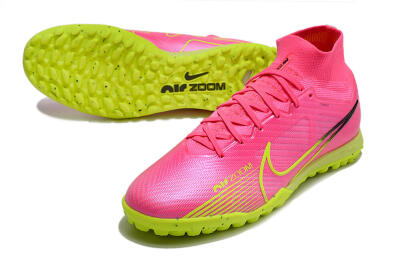 Men's Nike Air Zoom Mercurial Superfly 9 Elite TF Artificial Turf High-Tops Football Shoes - Pink/Green/Black
