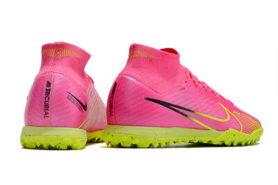 Men's Nike Air Zoom Mercurial Superfly 9 Elite TF Artificial Turf High-Tops Football Shoes - Pink/Green/Black