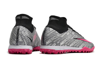 Men's Nike Mercurial Superfly 8 Elite TF Artificial Turf High-Tops Football Shoes - Grey/Black/Pink