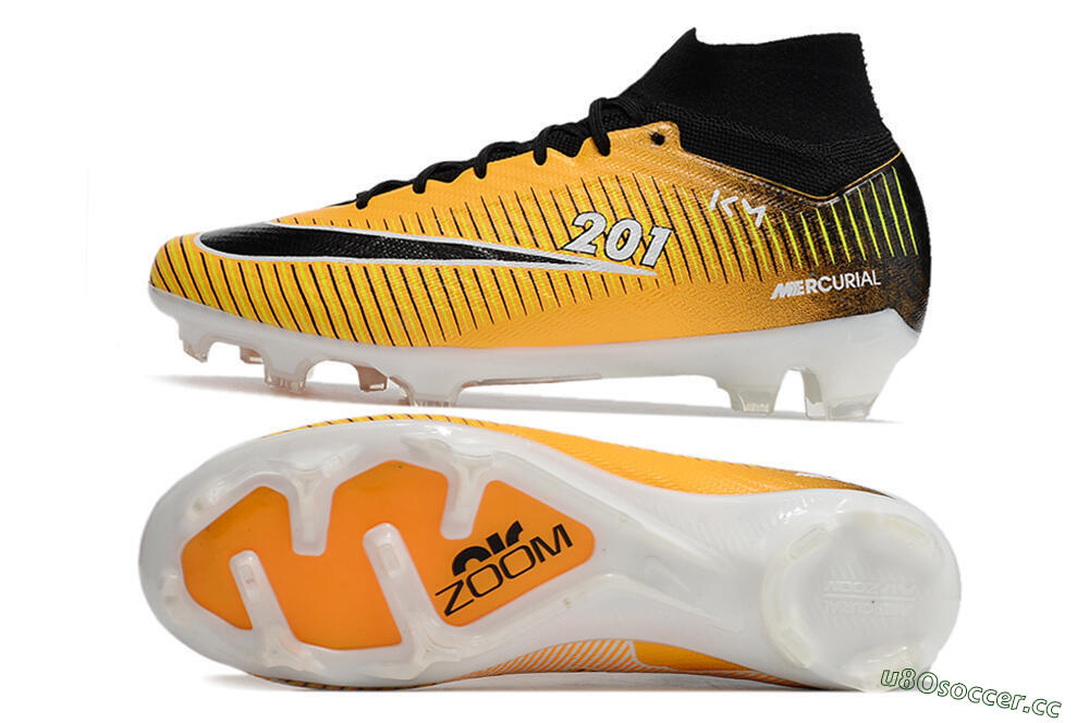 Men's Nike Air Zoom Mercurial Superfly 9 Elite FG Firm Ground High-Tops Football Boots - Yellow/Black/White 1