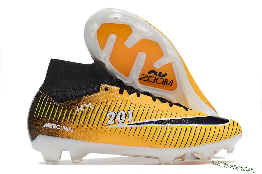 Men's Nike Air Zoom Mercurial Superfly 9 Elite FG Firm Ground High-Tops Football Boots - Yellow/Black/White 2