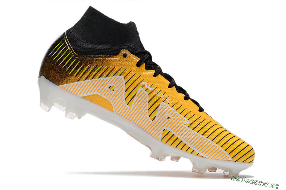 Men's Nike Air Zoom Mercurial Superfly 9 Elite FG Firm Ground High-Tops Football Boots - Yellow/Black/White 4