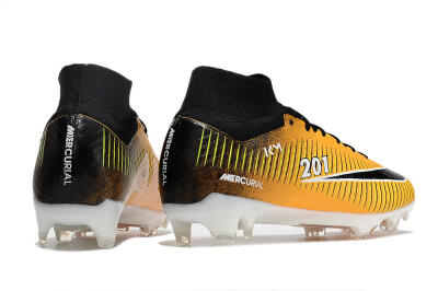 Men's Nike Air Zoom Mercurial Superfly 9 Elite FG Firm Ground High-Tops Football Boots - Yellow/Black/White
