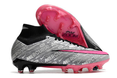 Men's Nike Air Zoom Mercurial Superfly 9 Elite FG Firm Ground High-Tops Football Boots - Silver/Pink/Black