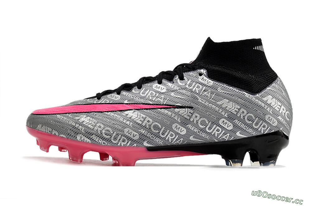 Men's Nike Air Zoom Mercurial Superfly 9 Elite FG Firm Ground High-Tops Football Boots - Silver/Pink/Black 0