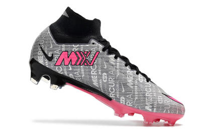 Men's Nike Air Zoom Mercurial Superfly 9 Elite FG Firm Ground High-Tops Football Boots - Silver/Pink/Black