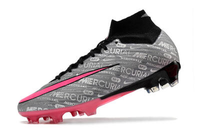 Men's Nike Air Zoom Mercurial Superfly 9 Elite FG Firm Ground High-Tops Football Boots - Silver/Pink/Black