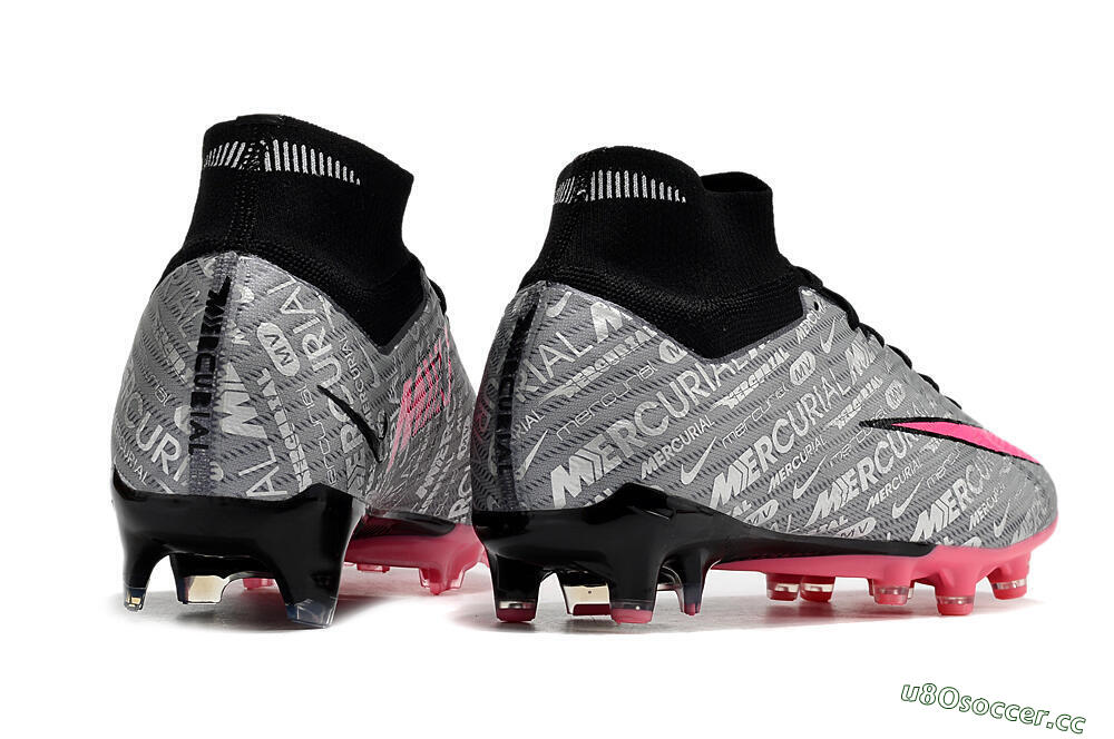 Men's Nike Air Zoom Mercurial Superfly 9 Elite FG Firm Ground High-Tops Football Boots - Silver/Pink/Black 6