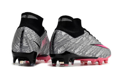 Men's Nike Air Zoom Mercurial Superfly 9 Elite FG Firm Ground High-Tops Football Boots - Silver/Pink/Black
