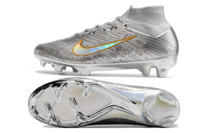 Men's Nike Air Zoom Mercurial Superfly 9 Elite FG Firm Ground High-Tops Football Boots - Silver/Gold