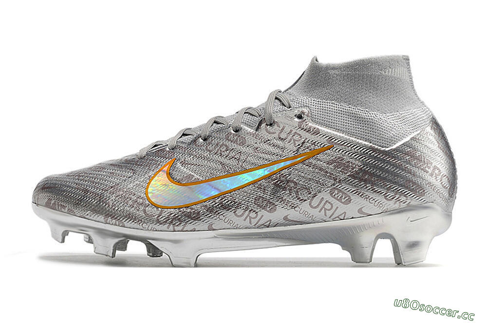Men's Nike Air Zoom Mercurial Superfly 9 Elite FG Firm Ground High-Tops Football Boots - Silver/Gold 0