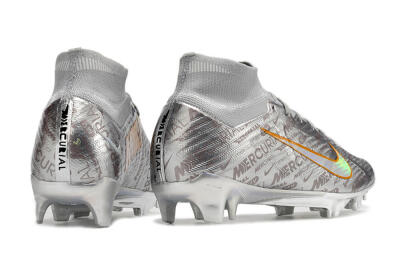Men's Nike Air Zoom Mercurial Superfly 9 Elite FG Firm Ground High-Tops Football Boots - Silver/Gold