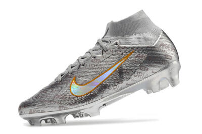 Men's Nike Air Zoom Mercurial Superfly 9 Elite FG Firm Ground High-Tops Football Boots - Silver/Gold
