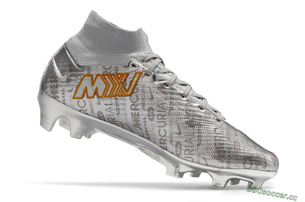 Men's Nike Air Zoom Mercurial Superfly 9 Elite FG Firm Ground High-Tops Football Boots - Silver/Gold 6
