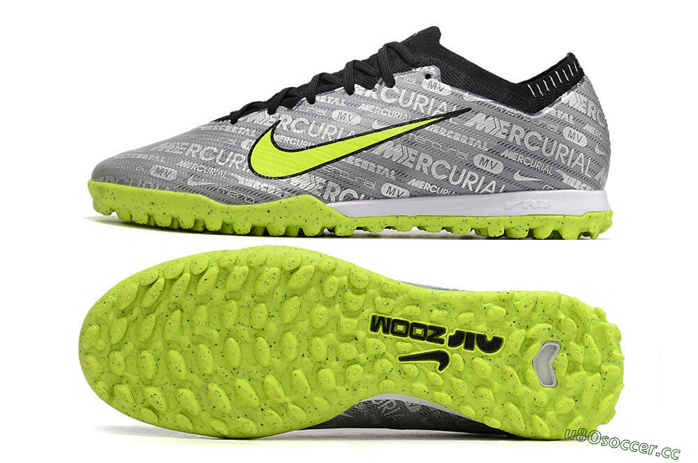 Men's Nike Air Zoom Mercurial Vapor Elite TF Artificial Turf Low-Tops Football Shoes - Grey/Black/Yellow 1