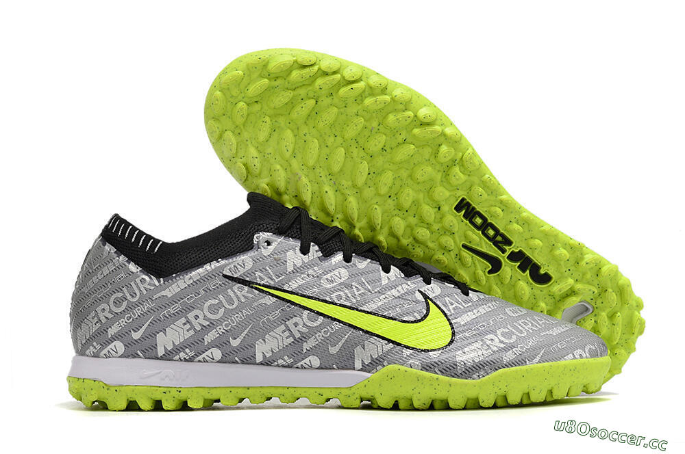 Men's Nike Air Zoom Mercurial Vapor Elite TF Artificial Turf Low-Tops Football Shoes - Grey/Black/Yellow 2