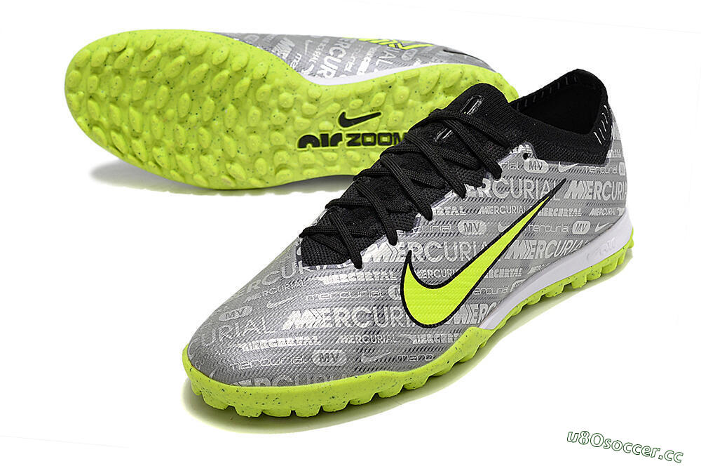 Men's Nike Air Zoom Mercurial Vapor Elite TF Artificial Turf Low-Tops Football Shoes - Grey/Black/Yellow 3