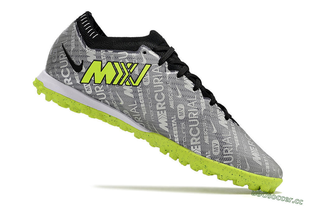 Men's Nike Air Zoom Mercurial Vapor Elite TF Artificial Turf Low-Tops Football Shoes - Grey/Black/Yellow 4