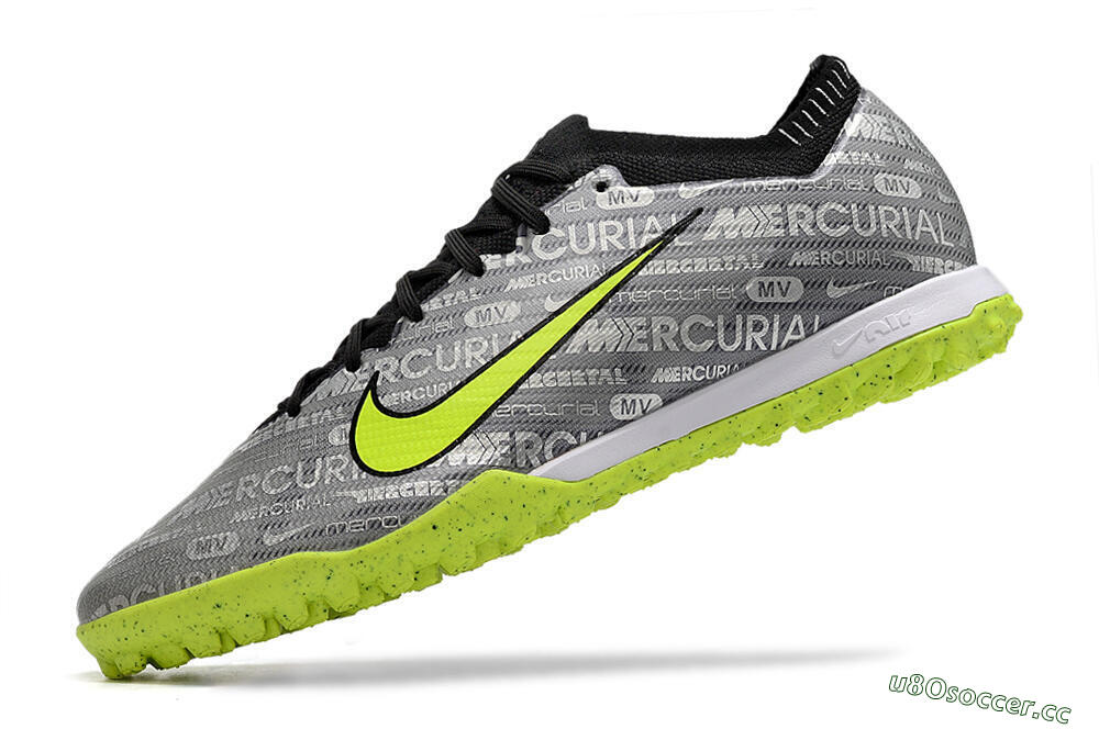 Men's Nike Air Zoom Mercurial Vapor Elite TF Artificial Turf Low-Tops Football Shoes - Grey/Black/Yellow 5