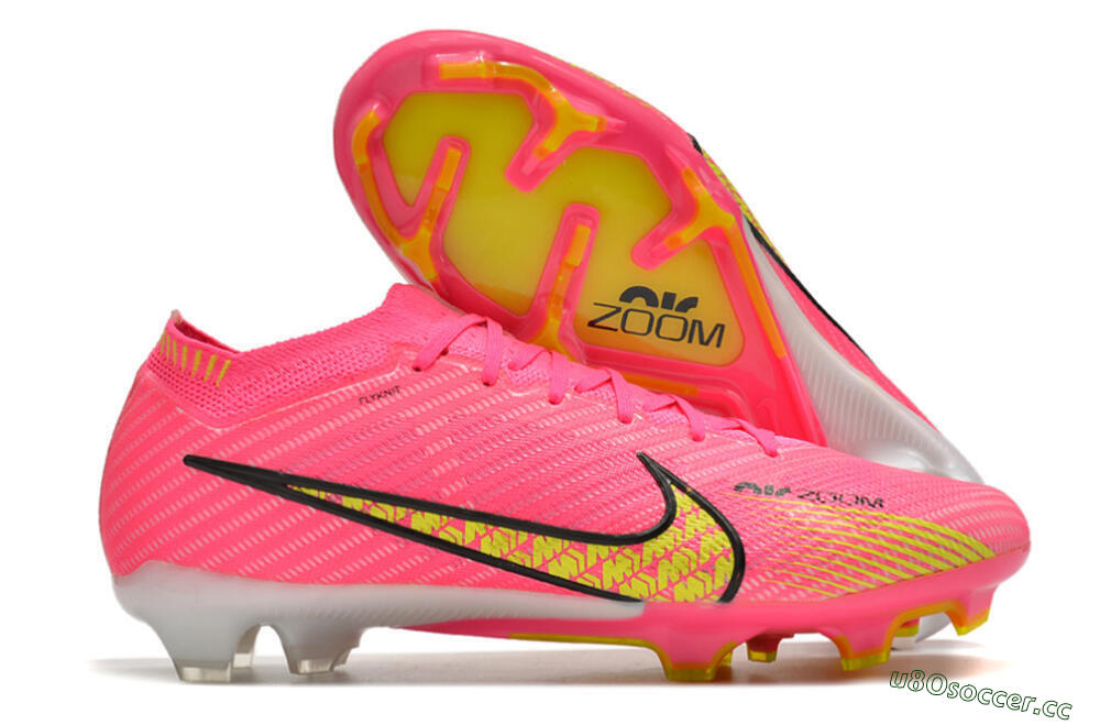 Unisex Nike Air Zoom Mercurial Vapor 15 Elite FG Firm Ground Low-Tops Football Boots - Pink/Yellow 2