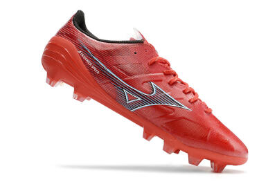 Men's Mizuno Alpha Japan FG Firm Ground Low-Tops Football Boots - Red/Black