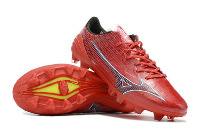 Men's Mizuno Alpha Japan FG Firm Ground Low-Tops Football Boots - Red/Black
