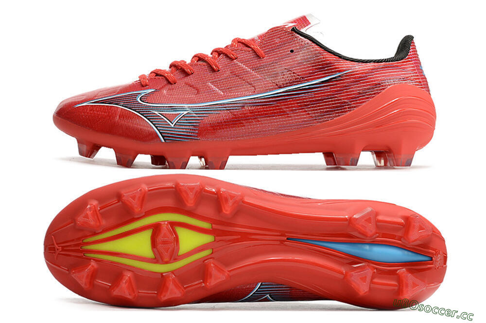 Men's Mizuno Alpha Japan FG Firm Ground Low-Tops Football Boots - Red/Black 1