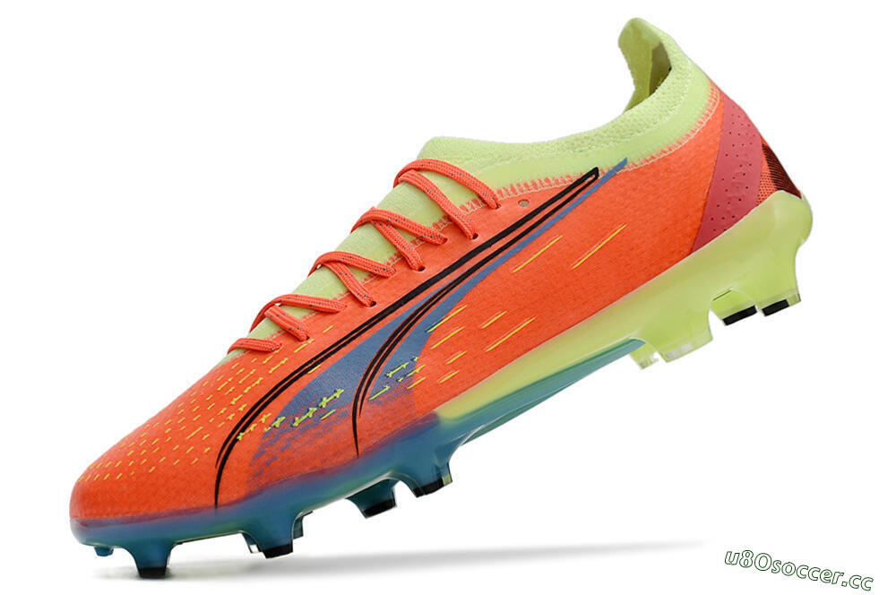 Men's Puma Ultra Ultimate FG Firm Ground Low-Tops Football Boots - Red/Yellow/Blue 5