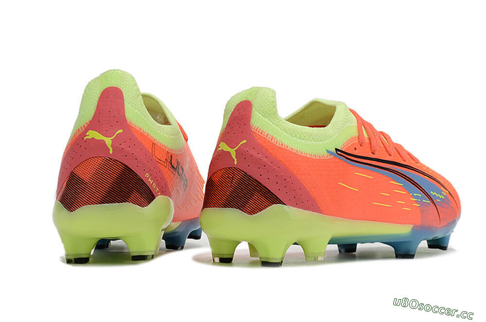 Men's Puma Ultra Ultimate FG Firm Ground Low-Tops Football Boots - Red/Yellow/Blue 6