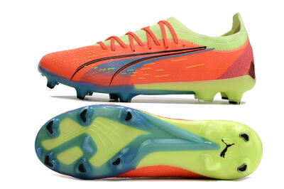 Men's Puma Ultra Ultimate FG Firm Ground Low-Tops Football Boots - Red/Yellow/Blue
