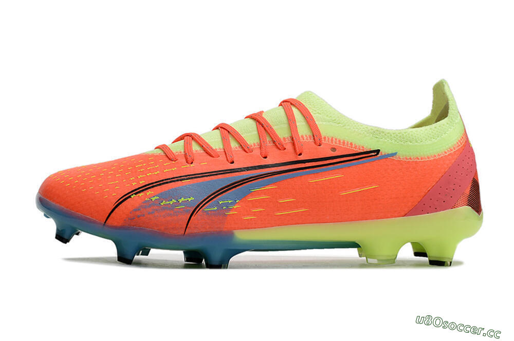 Men's Puma Ultra Ultimate FG Firm Ground Low-Tops Football Boots - Red/Yellow/Blue 0