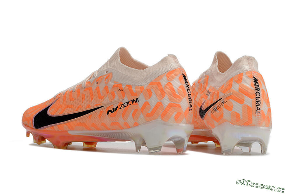 Unisex Nike Air Zoom Mercurial Vapor 15 Elite FG Firm Ground Low-Tops Football Boots - White/Orange/Black 4