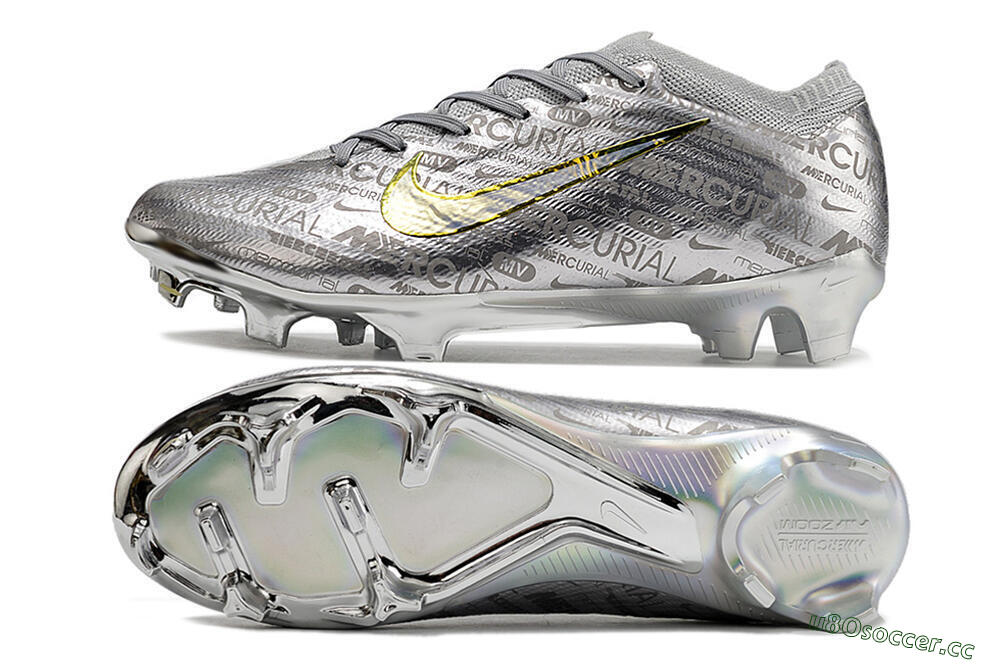 Men's Nike Air Zoom Mercurial Vapor 15 Elite FG Firm Ground Low-Tops Football Boots - Silver/Gold 1