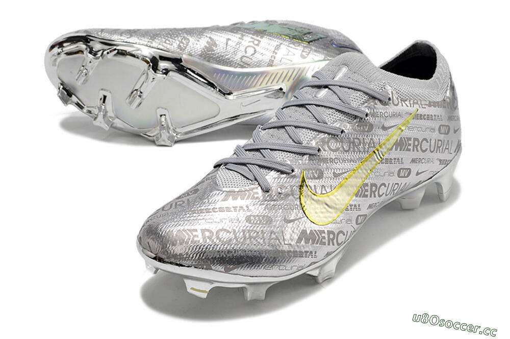 Men's Nike Air Zoom Mercurial Vapor 15 Elite FG Firm Ground Low-Tops Football Boots - Silver/Gold 3