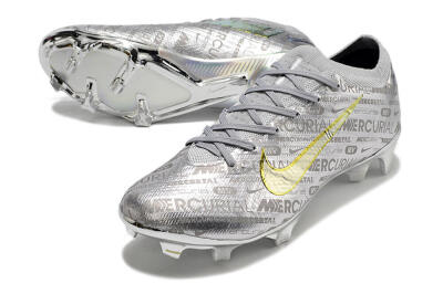 Men's Nike Air Zoom Mercurial Vapor 15 Elite FG Firm Ground Low-Tops Football Boots - Silver/Gold