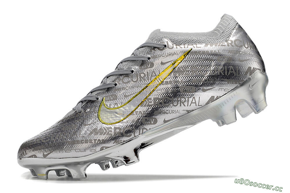 Men's Nike Air Zoom Mercurial Vapor 15 Elite FG Firm Ground Low-Tops Football Boots - Silver/Gold 5