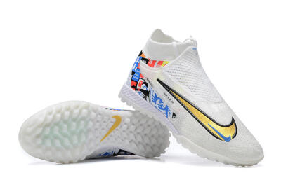 Men's Harry Kane x Nike Phantom GX Elite DF Link TF Artificial Turf High-Tops Football Shoes - White/Gold/Black
