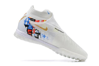 Men's Harry Kane x Nike Phantom GX Elite DF Link TF Artificial Turf High-Tops Football Shoes - White/Gold/Black