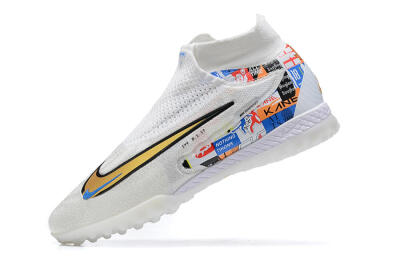 Men's Harry Kane x Nike Phantom GX Elite DF Link TF Artificial Turf High-Tops Football Shoes - White/Gold/Black