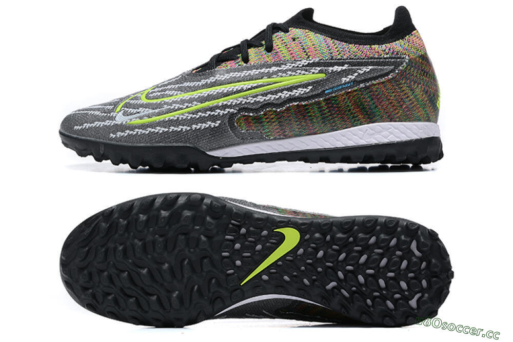 Men's Nike Phantom GX Elite TF Artificial Turf Low-Tops Football Shoes - Black/Yellow/Rainbow 1