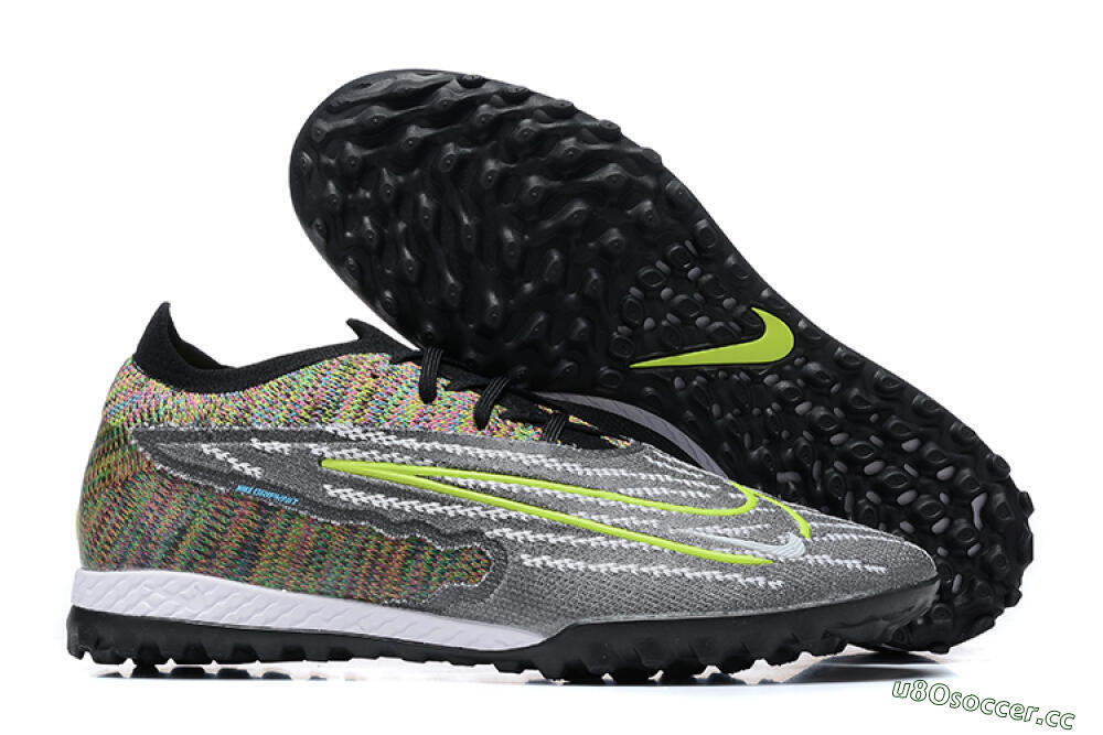 Men's Nike Phantom GX Elite TF Artificial Turf Low-Tops Football Shoes - Black/Yellow/Rainbow 2