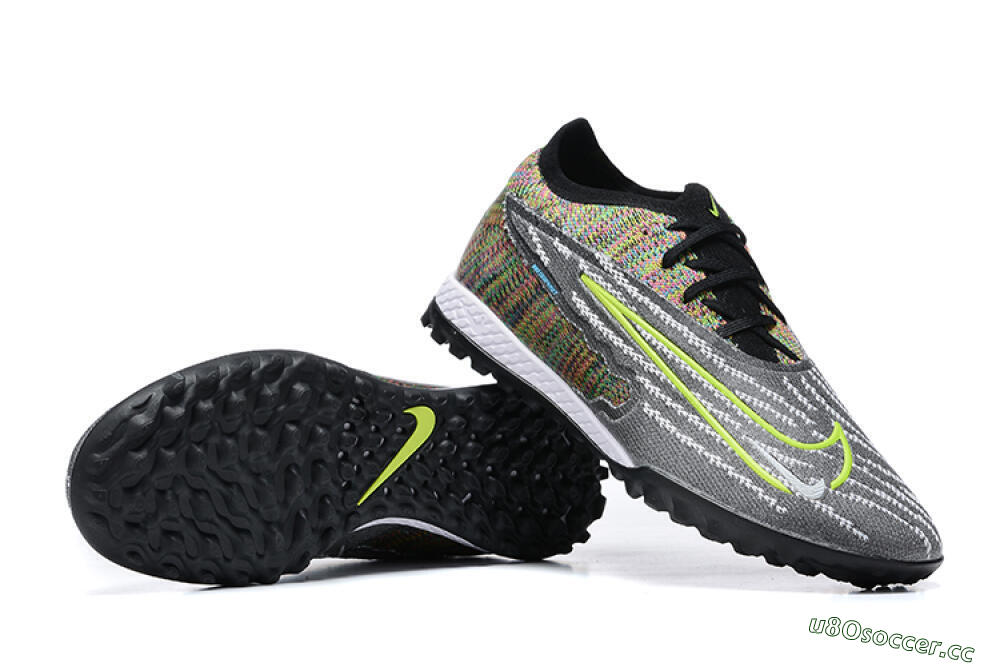 Men's Nike Phantom GX Elite TF Artificial Turf Low-Tops Football Shoes - Black/Yellow/Rainbow 4