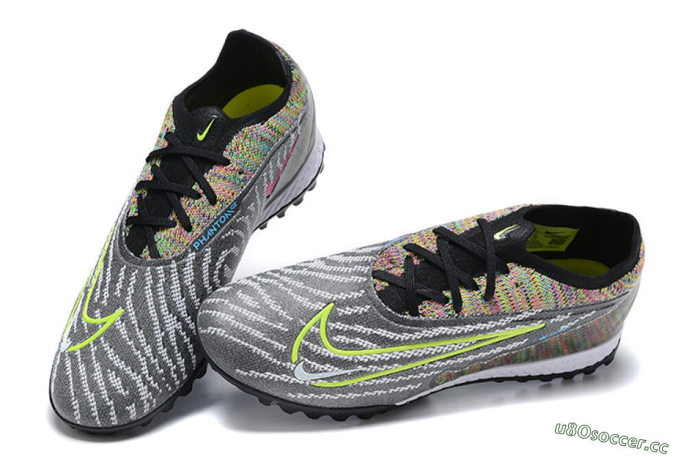 Men's Nike Phantom GX Elite TF Artificial Turf Low-Tops Football Shoes - Black/Yellow/Rainbow 5