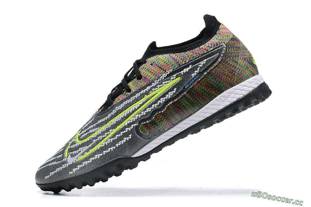 Men's Nike Phantom GX Elite TF Artificial Turf Low-Tops Football Shoes - Black/Yellow/Rainbow 7