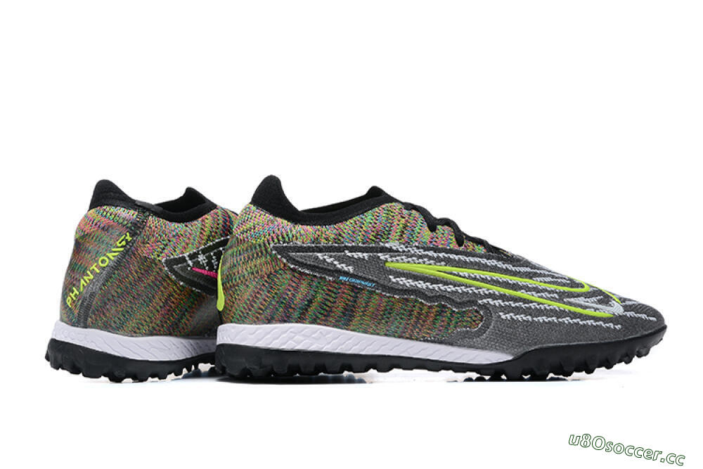 Men's Nike Phantom GX Elite TF Artificial Turf Low-Tops Football Shoes - Black/Yellow/Rainbow 8